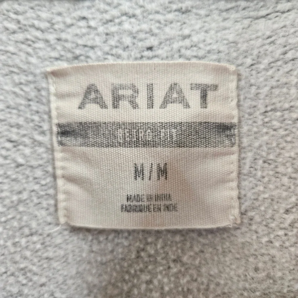 Ariat Boys Hooded Flannel Grey Orange Blue Shirt Jacket Plaid Button Down Medium